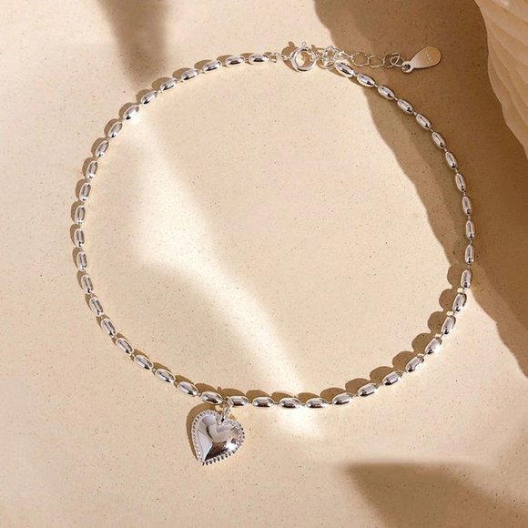 *NEW 925 Sterling Silver Simple Heart Bracelet